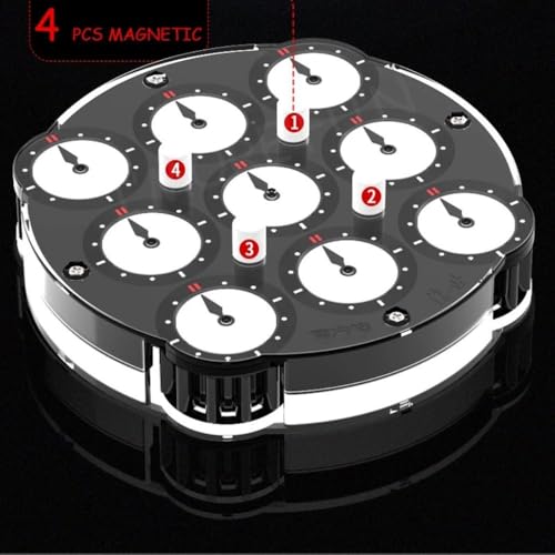 Image of QiYi Magnetic Clock | Professional 208-Magnet System | High-Precision Competition Logic Puzzle with Adjustable Tension & Inlaid Faces | Smooth Rounded Wheels for Speedcubing, Black