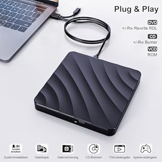 Lecteur CD DVD Externe pour PC, USB 3.0 Graveur DVD Externe Optiques Externes -/+ RW Drive, Lecture Rapide Lecteur dvd USB pour Windows, Mac OS, Linux, Ordinateur Portable, iMac, MacBook, Desktop