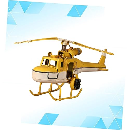 Modèle avion biplan rétro en fer jaune VILLCASE décor vintage - 5