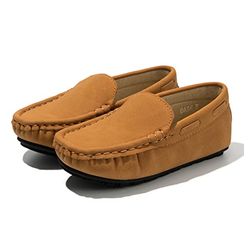 Auhoho Mocassins para meninos sem cadarço para primavera outono sapato infantil motorista, Marrom, 1
