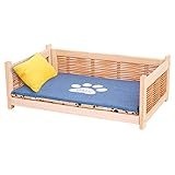 estructura madera cama perro ✅ Fácil de limpiar: el pelo de las mascotas, la suciedad o la mugre no se adhieren al marco de madera. Puede enjuagar la superficie (solo agua del grifo) o lavar a mano con un jabón suave y dejar secar al aire.