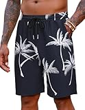COOFANDY Mens White Shorts Hawaii Floral Pattern Shorts Elastic Waist Fashion Vacation Shorts