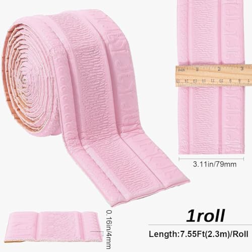 Image of GORGECFAFT 2.3mx79mm Pink Crown Molding Peel and Stick 3D Wall Edging Foam Flexible Wallpaper Border Mirror Edging Frame Lines Wall Base Ceiling Baseboard for Home Furniture DIY Decor