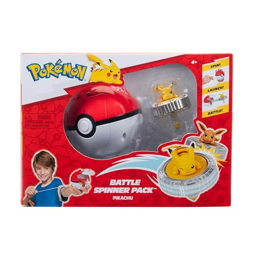 Pokémon Pack de toupies de Combat Pikachu Toupie de Combat avec Lanceur de toupie Poké Ball