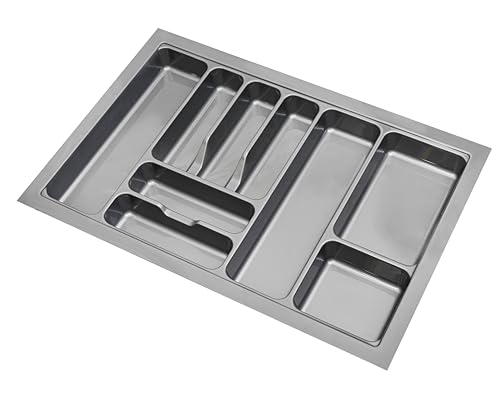 Image of Heavy PVC Cutlery Tray Organizer, Stylish Basket for Kitchen, Gray, 28.5x18.5 Inch