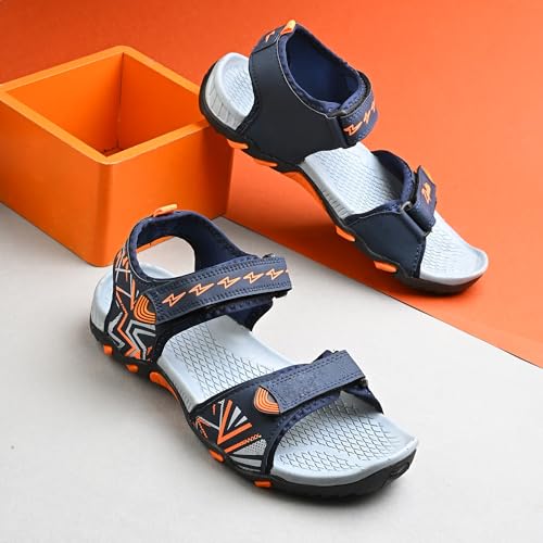 Image of Centrino Men's Phylon Sandals |Adjustable Velcro Strap Athletic Sandals |Geometric Wave Pattern Open Toe|Durable Rubber Sole Outdoor Water Sandals for Summer Beach Hiking Walking & Casual Wear (9352)