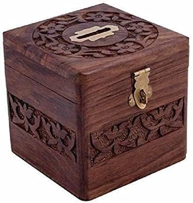 Handmade Wooden Piggy Bank - Money Bank - Coin Box