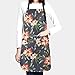 Akwarelowe kwiaty wodoodporne fartuchy z 2 kieszeniami dla kobiet mężczyzn unikaj plam z oleju w kuchni regulowany pasek na szyję nadaje się do gotowania, ogrodnictwa, malowania i prac domowych, wielobarwny, Rozmiar uniwersalny