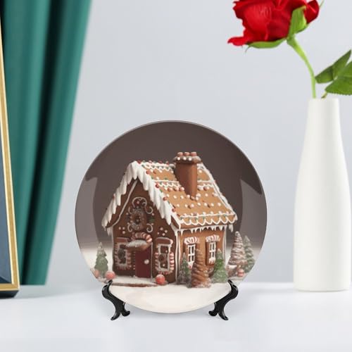 Plato decorativo Gingerbread House porcelana 7 pulg miniatura 6