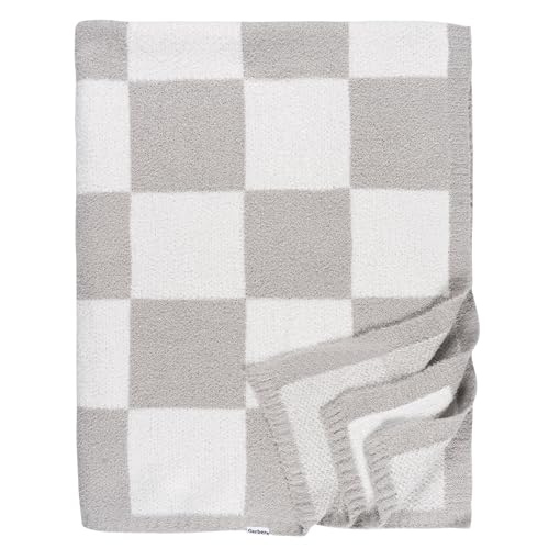 Image of Gerber Unisex Baby Cozy Soft Silky Mink Checkerboard Grid Blanket, Tan Check, One Size