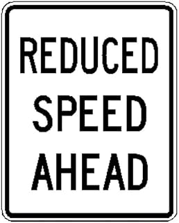 Regulatory - R2-5A Reduced Speed Ahead Sign - 12"x16" Metal Sign - Tin Warning Plaque for Indoor & Outdoor Use