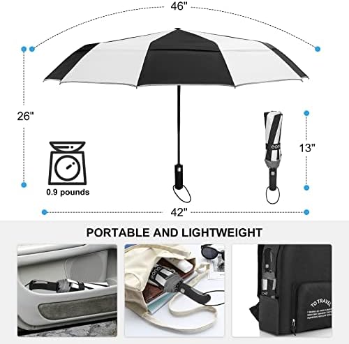 Amazon Brand - Eono Windproof Umbrella, Compact Travel Umbrella with Vented Double Canopy, Portable Automatic Folding Umbrella for Rain with Reflective Strip for Men and Women