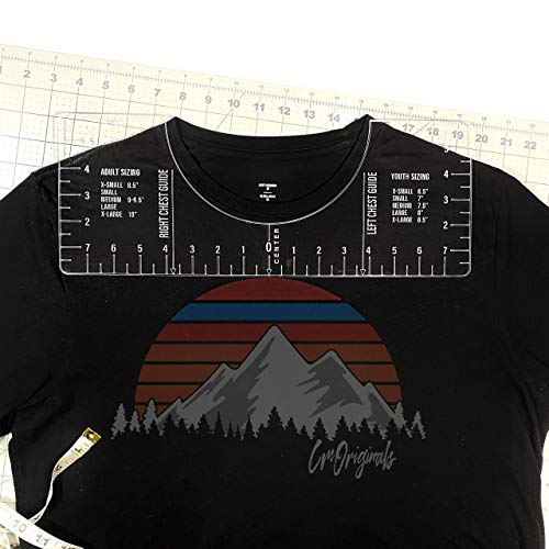 Single Piece T-Shirt Ruler Guide -Vinyl T-Shirt Ruler Guide - Sublimation Designs on T-shirt- Vinyl Ruler Guide Size Chart - T-Shirt Ruler guide for Vinyl and Sublimation - T-shirt Alignment Guide