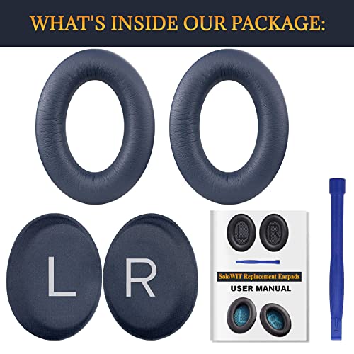Image of SOULWIT Earpads Replacement for Bose QuietComfort 45 (QC45) /QuietComfort SE (QC SE) /New Quiet Comfort Wireless Over-Ear Headphones, Ear Pads Cushions with Softer Protein Leather - Blue