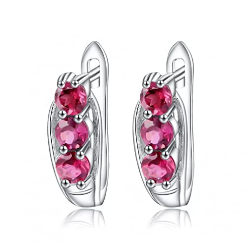 Boucles d'oreilles grenat rhodolite naturel argent 1,57 carat clous pour femme