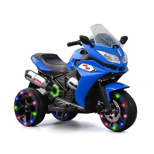 Alison Children Battery Motor Bikes Rechargeable 3 Wheels Ride on Kids Electric Motorcycle with Light Wheels (Blue)