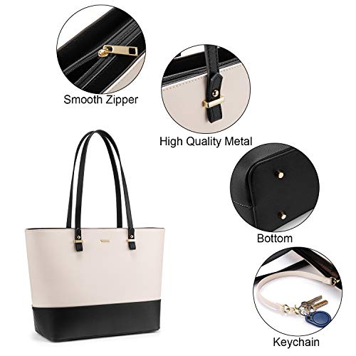 Lovevook Handbags For Women Fashion Tote Bags Shoulder Bag Top Handle Satchel Purse Set 3Pcs Beige-1 #TOP3