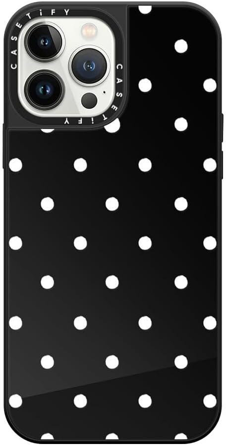 CASETiFY Mirror iPhone 13 Pro Max Case [Reflective / 4.9ft Drop Protection/Compatible with Magsafe] - Classic Dottie - Black On Black
