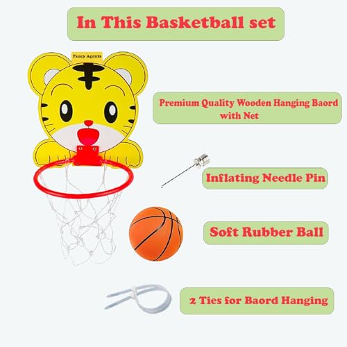 Image of Basket Ball for Kids for Boys /Girls| Basketball Portable Set with Hanging Board, Ring Net for Indoor and Outdoor Games| Birthday & Return Gift Set Standard