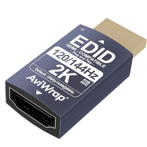AviWrap HDMI EDID Emulator Passthrough,HDMI 2.1 1440p@144Hz Compact Male to Female Adapter,1080p@120Hz/144Hz for KVM Switches & HDMI Extender Kits