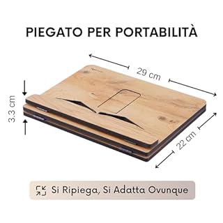 Vigo Wood Supporto per libro e lettura, supporto per ricette e cucina da letto (quercia)