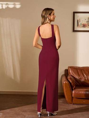 Image of HTZMO Women Elegant Summer Bodycon Maxi Dress Halter Neck Formal Wedding Guest Cocktail Party Long Dresses