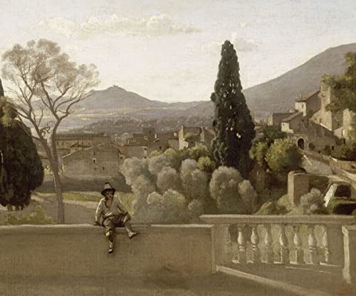 Impression sur toile moderne Corot : sublimez le salon avec la Villa D'Este de Tivoli en 60x90cm