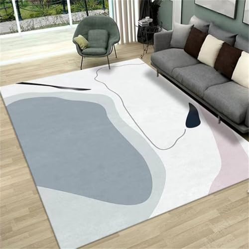 Tapis vinyl extérieur lavable bleu et gris pour terrasse moderne