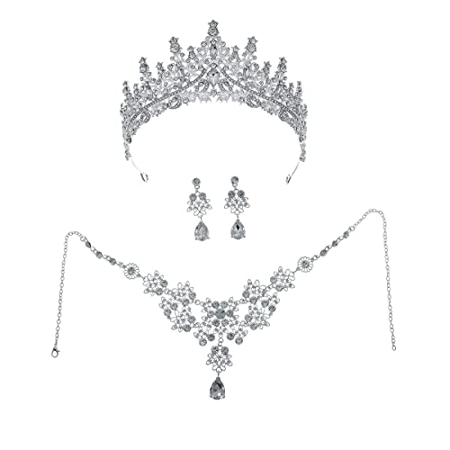 Lhelca Baroque Bridal Jewelry Set 3 Pieces Tiara Earrings Necklace, Bridal Jewelry Set, Wedding Rhinestone Crystal Party Birthday Prom Pageant Jewelry For Women Girls #TOP2