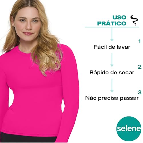 SELENE Camiseta Manga Longa Térmica Proteção Solar Feminina, 822, M