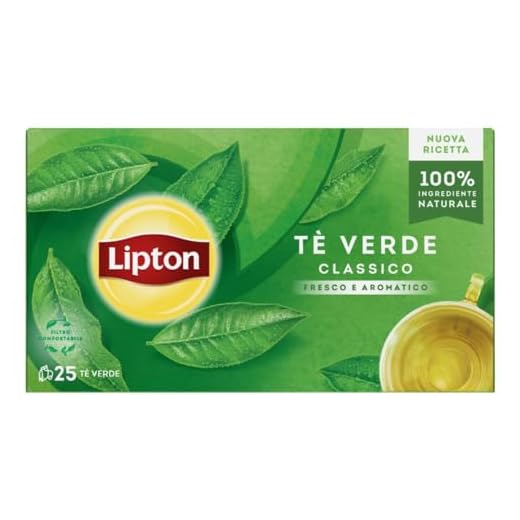 Lipton, Tè Verde Classico, Con Ingredienti 100% Naturali, Fresco e Aromatico, Ideale per Tutte le Occasioni, Confezione di Carta, Filtri Compostabili, 25 Filtri