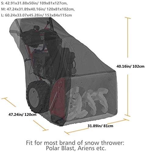 UCARE Snow Thrower Cover Waterproof Dustproof Snow Blower Covers for Most Electric Two-Stage Snow Throwers (S: 42.91x31.88x50in/ 109x81x127cm)