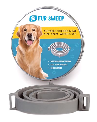 Fur Sweep Soft-Touch Adjustable Dog Collar – Lightweight Water-Resistant Eco Recycled TPE, Hypoallergenic Comfort, Trim-to-Fit 62 cm (24 in) Length for Small, Medium & Large Pets, Cat Collar Gray
