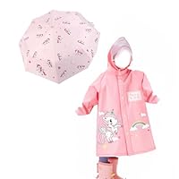 Agitation Kids Unicorn and Mermaid Folding Umbrella and Raincoat Set for Boys and Girls(Unicorn,3-5 Years)