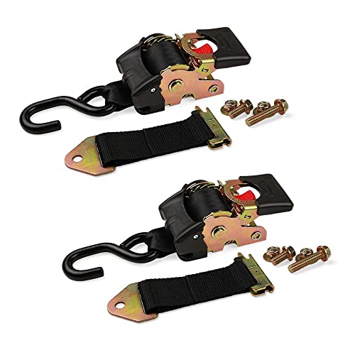 DC Cargo Mall 2 correas autoretráctiles de 2 pulgadas x 5.5 pies atornilladas o correas de trinquete con gancho S para remolques y pastillas Cover