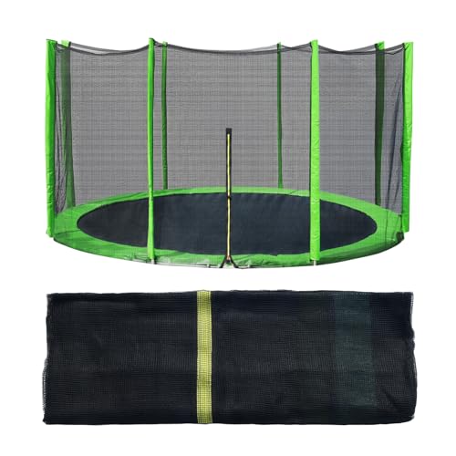Trampoline Replacement Net for 15FT 6 Straight Poles Round Frame Trampolines Safety Enclosure Net with Zipper Hooks Pole Cover Green