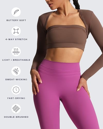 Image of Aoxjox Women's Lexi Lined Bolero Shrug | workout long sleeve,waist-defining cropped fit,open front cardigan,buttery soft fabric,layering,yoga,gym,daily wear