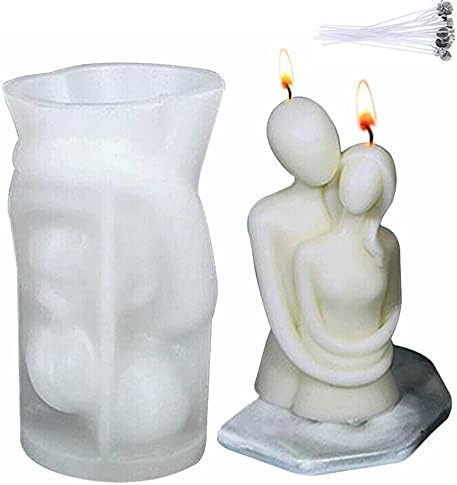 Body Candle Molds for Candle Making, MUAECH 3D Couple Hugging Body Art Candle Mould, Silicone Resin Casting Mold, Homemade Soap Molds for Aromatherapy Plaster