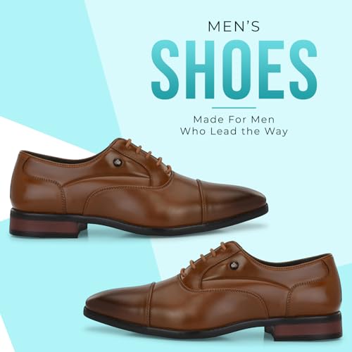 Image of San Frissco Mens Formal Shoes Lace Up Leatherette Oxfords /Soft Cushioned Footbed with TPR Sole /Comfortable, Stylish, Trending, Party, Outdoor Shoes for Office & College
