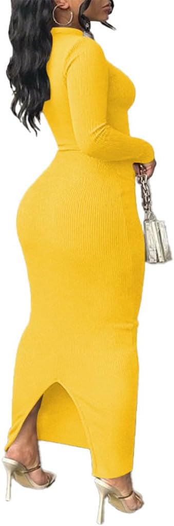 Nimsruc Women Bodycon Maxi Dress Long Sleeve Casual Long Dresses - Image 4