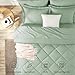 CozyLux Queen Comforter Set Sage Green - Bed in a Bag Queen Size 7 Pieces, Luxury Soft Bed Set for All Seasons, Bedding Set with Down Alternative Comforter, Sheets, Pillowcases & Shams