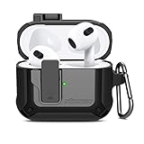 Nillkin Funda Compatible con Airpods 3 Generacion [2021 Versión], Estuche Apple Airpods 3 Case con Mosquetón, Carcasa a Prueba de Golpes, Airpods 3 Funda Admite Carga inalámbrica - Negro