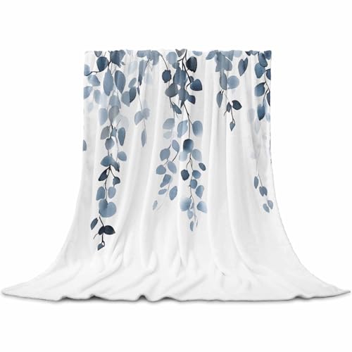 Flannel Fleece Blanket 60" x 80", Blue Grey Eucalyptus Microfiber