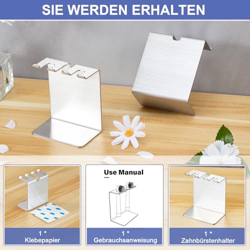 YYBO Zahnbürstenhalter, Aufsteckbürsten Halter, Stehender oder Wandhalterung Zahnbürstenhalter Elektrische Zahnbürste Halterung, Zahnbürsten Halter Ohne Bohren Bürstenkopf-Halterung (Silber, Klein) 5