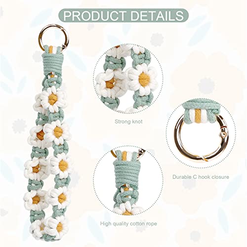Elephtree Boho Macrame Keychain Wristlet Keychain Weave Exquisite Keyring Holder Bracelet Handmade Wrist Lanyard Flower Pattern For Women #TOP1