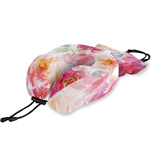 Colorful Peony Flowers Neck Pillow
