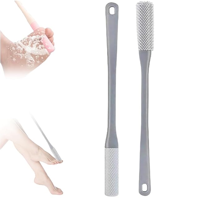 Toe Cleaning Brush Silicone Toe Gap Cleaner 15 7inch Long Handled Foot Brush for Seniors Soft Rubber Brush
