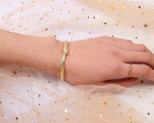 Simple Knot Love Knot Bangle Adjustable Open Cuffs Bracelet for Women Tie the Knot Bangle2