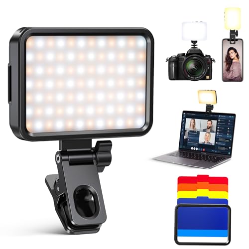 84 Luz de vídeo LED, 3000-10000K 3 Modos de luz led portatil, luz Foco para movil con batería de 2000 Mah, CRI 95+, luz LED de videoconferencia para iPhone, iPad, computadora portátil, cámara