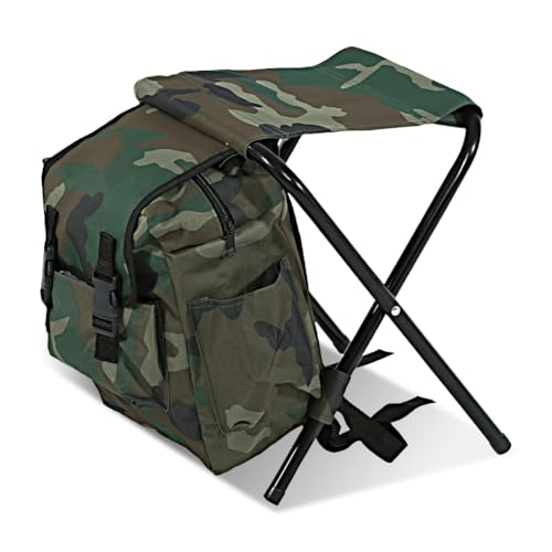 Glomora Folding Stool, Portable Folding Stool with Large Capacity Storage Bag, Camping Fishing Chair, Lightweight & Portable with Shoulder Straps Max Load 90kg for Hiking Travel, and Picnic